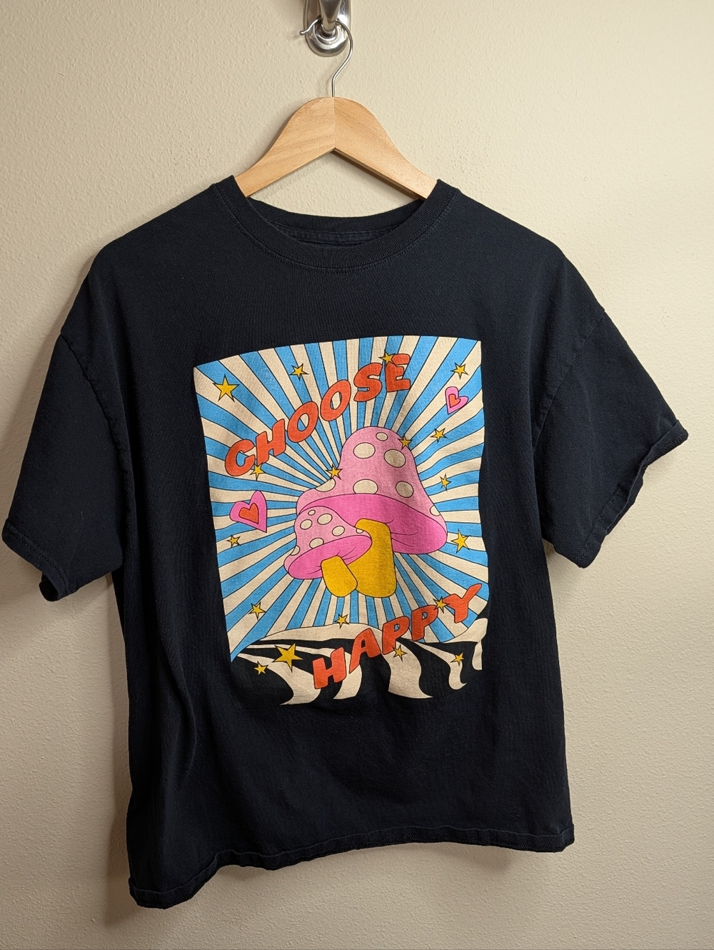 Rue21 "Choose Happy" Mushroom Graphic Tee | Size 2X | Black